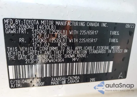 2023 Toyota Rav4 Xle z USA, uszkodzony, nr VIN 2T3P1RFV8PW404964